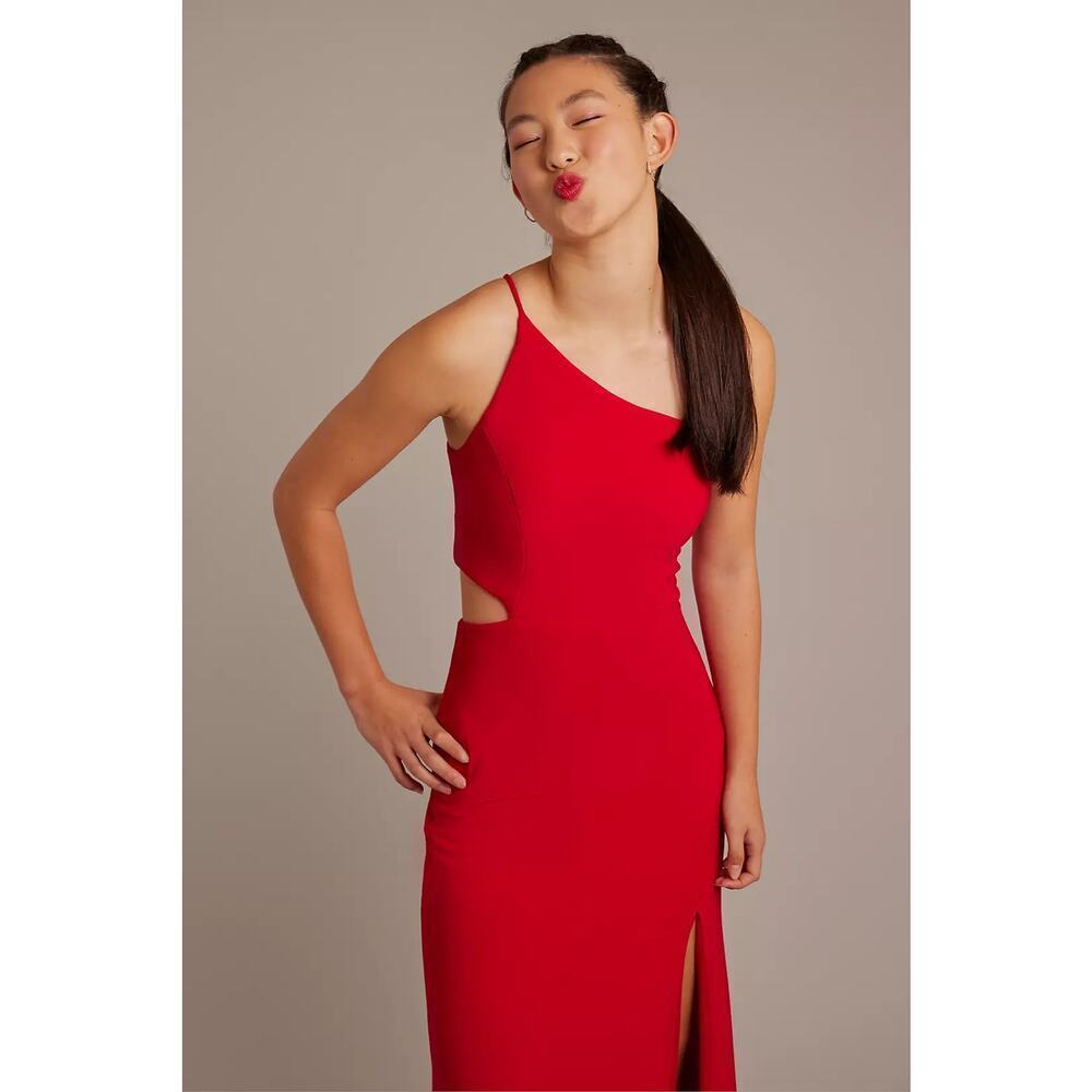 Jump Apparel One Shoulder Jersey Gown with Cutout Red Size 00 NWOT - Picture 2 of 11